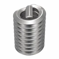 This free-running tangless helical insert is designed for repairing or reinforcing threads in metal. It features a #2-56 coarse thread with right-hand direction and is made from 18-8 material with a tensile strength of 200,000 to 250,000 psi. The tangless design eliminates the need for tang removal after installation. Supplied in a 100-piece pack.
