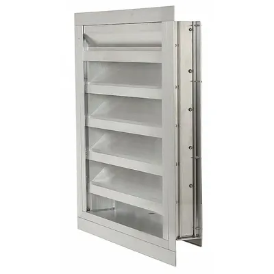 Dayton 45"H 33"W Drnbl Extrd Alu Intake Louver: Flanged, Surface Mount, 41 1/2 in H - Drainable Stationary-Blade Louvers