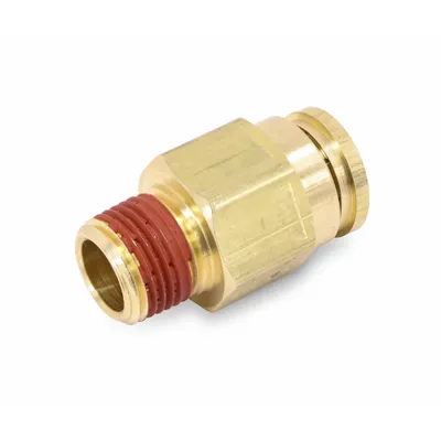 PARKER Push-Fit Adapter Fitting: 1/2 in OD x 1/2 in Pipe Fitting Size, Push-to-Connect x MNPT - Brass Air Brake Fittings