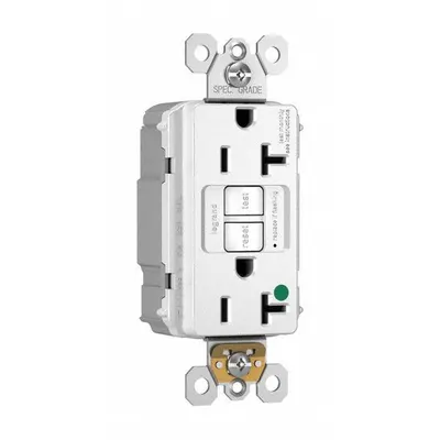 LEGRAND PLUGTAIL: Hospital Grade, Duplex, 5-20R, White, GFCI, 125V AC, 20 A - General Purpose Receptacles
