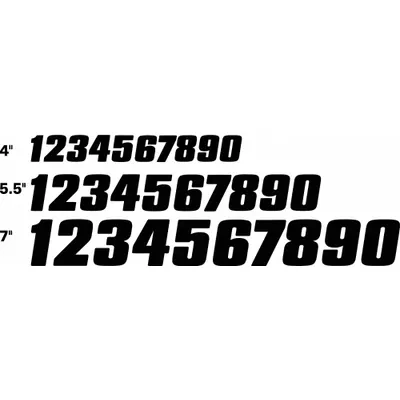 HARDLINE PRODUCTS Number Label Set: 7 in Character Ht, Indoor/Outdoor, Non-Reflective, Proprietary - Die-Cut Permanent Letters & Numbers