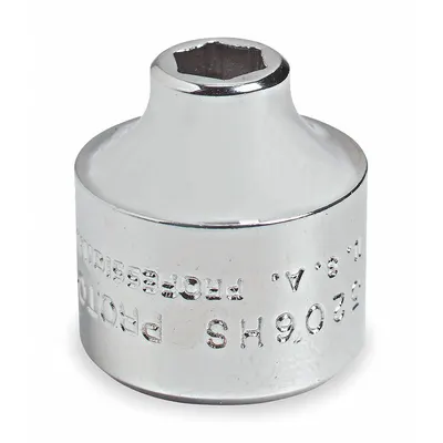 PROTO Socket: SAE, 3/8 in Drive Size, 1/2 in Socket Size, 6-Point, Short, Chrome - Short-Drive Hand Sockets