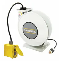HUBBELL WIRING DEVICE-KELLEMS Extension Cord Reel: Ratchet Lock, 45 ft Cord Lg, 12 AWG, SJO, 5-20P (MPN HBLI45123R220)