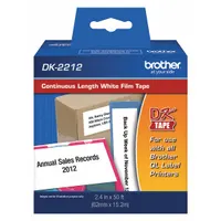 Continuous Label Stock: 2 13/32 in x 50 ft, Polyolefin, White (Gloss), Indoor (MPN DK2212)