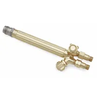 This Harris-style torch handle features a 9/16"-18 inlet connection and is designed for use in oxy-fuel welding, cutting, and brazing applications. It provides a secure grip and gas flow control for industrial maintenance, fabrication, and repair tasks