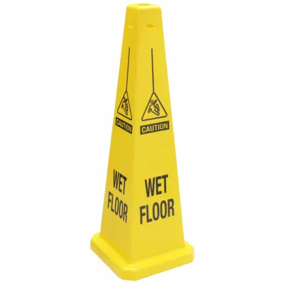BRADY Safety Cone: Plastic, 35 in Nominal Sign Size, Not Retroreflective - Caution: Wet Floor Safety Cone Signs