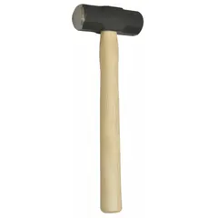 This steel engineering hammer features an octagonal head shape with a 4 lb head weight and a 1 5/8 in diameter face. The 11 in overall length includes a wood handle. Suitable for heavy-duty striking tasks in metalworking, construction, and industrial maintenance.