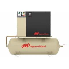 Horizontal rotary screw air compressor with 15 hp, 47.3 cfm, and 80 gal tank. Operates on 200V AC three-phase power. Suitable for continuous-duty applications such as powering pneumatic tools, automation equipment, and air-operated machinery in industrial settings.