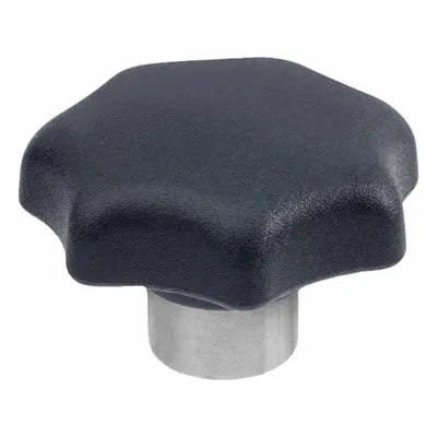 JW WINCO 7-Arm Knob with Threaded Hole, Plastic w/ SS Thread, 1/2"-13 - 7-Arm Knobs with Threaded Hole
