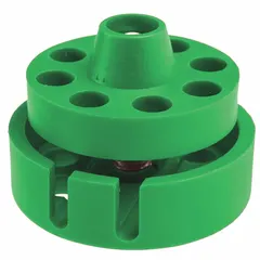 Green nylon twist-lock cable lockout for securing energy-isolating devices during lockout/tagout procedures. Cable not included; user supplies a compatible cable to lock out switches, valves, or circuit breakers.
