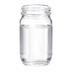 Clear wide mouth round glass bottle with a colorless body and a 58-400 mm screw closure size. Not graduated. Supplied without closure or liner. Suitable for general laboratory storage, mixing, and sampling of liquids and powders.