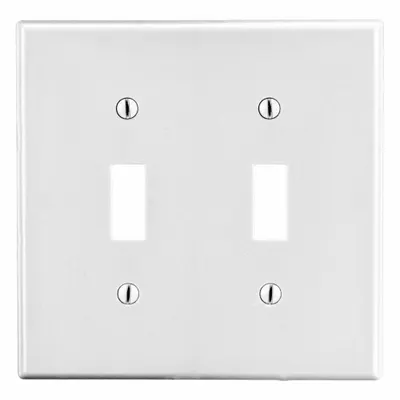 HUBBELL Wall Plate: Toggle, 2 Gang, White - General Purpose Wall Plates