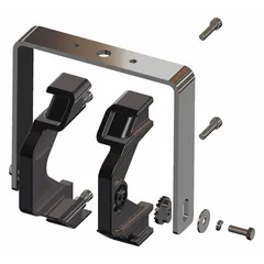Silver mounting bracket with an overall width of 7 7/16 inches. Designed for use with G-SND series signaling devices. Facilitates secure installation in industrial environments.
