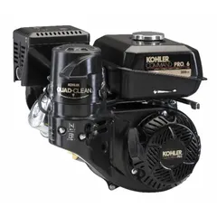 This KOHLER Command PRO Series gasoline engine delivers 7 hp and 10.5 lb-ft gross torque. It features a recoil start, a 3/4 in shaft diameter drilled and tapped 1.125 in deep with 5/16-24 UNF threads, and includes a muffler. Suitable for powering commercial-grade outdoor equipment such as mowers and generators.