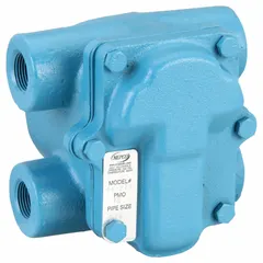 Cast iron H-pattern float and thermostatic steam trap with 3/4 in FNPT connection. Rated for 1,650 lb/hr capacity, 75 psi maximum pressure, and 450°F maximum temperature. Stainless steel float. Designed for horizontal installation in steam systems to drain condensate while preventing steam loss.