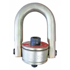 Pivot and rotate hoist ring with 3/4"-10 thread size, rated for lifting up to 7,000 lb. Zinc-plated finish. Offers 180° pivot angle and 360° rotate angle for multi-directional load handling. Used in rigging, machinery moving, and overhead lifting applications.