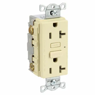 BRYANT GFCI Receptacle: Duplex, 5-20, Ivory, GFCI, 125V AC, 20 A, 2 Pole / 3 Wire (MPN GF20I) - General Purpose Receptacles