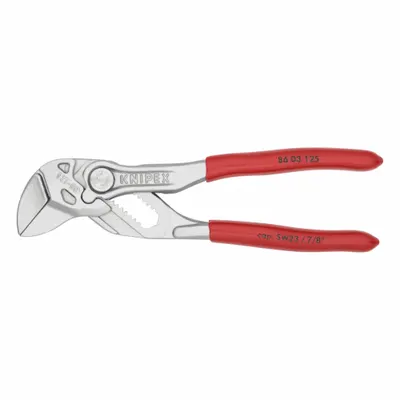 KNIPEX Plier Wrench: Flat, Push Button, 7/8 in Max Jaw Opening, 5 in Overall Lg - Flat-Jaw Tongue & Groove Pliers