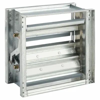 Dayton 11.75"H-W 5"L GStl Volume Control Dampr: 5 in L, 11 3/4 in H, 11 3/4 in W - Rectangular Manual Control Dampers