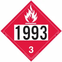 LABELMASTER Flammable Liquid Placard: 1993, 10 3/4 in x 10 3/4 in, 10 3/4 in Label Ht, Vinyl, 25 PK (MPN ZEZ21993)