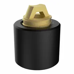Rubber hose depressor with 1/4 in female SAE right-hand input and output. Includes eight 1/4 in threaded core depressors. Used to depress Schrader-type valve cores during pressure testing, charging, or evacuation of refrigeration systems.