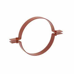 Riser clamp designed to support vertical pipe runs, securing 16 in pipe with a load capacity of 2,900 lb. Overall length of 26 in. Constructed with red oxide primer steel finish. Suitable for plumbing, HVAC, and industrial piping systems.