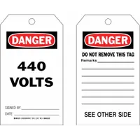 Danger Tags: Black/Red/White, Cotton String, 100 Tags, Electrical Hazard, English, Cardstock, 100 PK (MPN 86705)