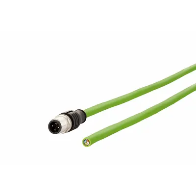 METZ CONNECT Cable: Cat5/PROFINET, M12 Plug Male Straight x Bare Wire, 10 m Lg, PUR - Single-Ended M12 Data Cordsets