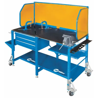 MILLER ELECTRIC Welding Table: 35 in Ht, 27 in Dp, 57 in Wd - Mobile Fixed-Height Welding Tables with Accessory Kit