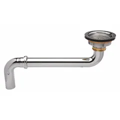 This ZURN sink drain is made of brass with a chrome finish. It features a basket strainer and includes a 17 ga tailpiece. The overall diameter is 4-1/2 in, with a threaded connection for 1-1/2 in pipe. Suitable for kitchen or utility sink installations to collect debris and prevent clogs.