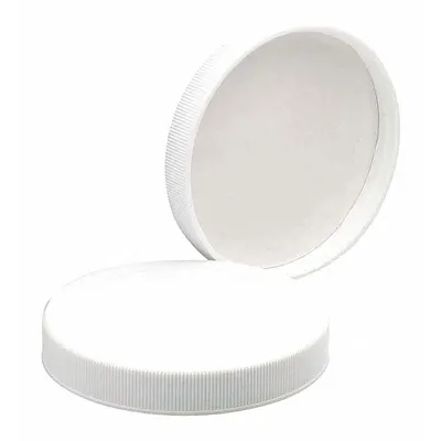 WHEATON Cap: 93 mm Dia, White, Polypropylene, PTFE Faced Polyethylene - Screw On Caps