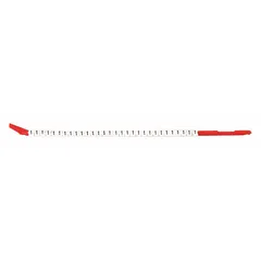 Clip-on wire marker with legend '1' printed in black on white nylon. Rated for continuous use from -30°F to 251°F. Supplied as a 10-pack with 300 labels total. Used for identifying wires in electrical panels, control cabinets, and industrial equipment.