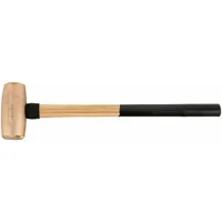 Soft-Face Sledge Hammer: Brass, Wood Handle, 8 lb Head Wt, 3 in Dia, 26 in Overall Lg, Textured Grip (MPN AM8BRWG)