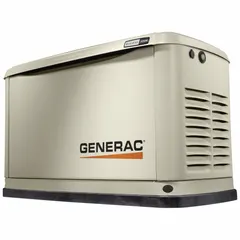 This air-cooled, single-phase generator operates at 240V AC and 81.3 A, fueled by natural gas or propane. It is CARB compliant and intended for standby power applications in residential or light commercial settings. Transfer switch is not included.