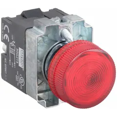 This red LED pilot light from Dayton is designed for 22 mm panel mounting. It operates at a maximum supply voltage of 24 V AC/DC and does not include a push-to-test function. Typical applications include use as a status indicator in industrial control panels, machine tools, and automation systems.