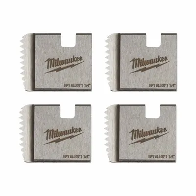 MILWAUKEE Pipe Threading Die Head: 1 1/4 in Pipe, NPT, Right Hand, Alloy Steel, 4 No. of Dies - Pipe Dies for Manual & Handheld Power Threaders