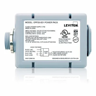 LEVITON Power Pack: OPP20, LED, Hard Wired, 120/208/220/230/240/277V AC, 24V DC - Power & Relay Control Units
