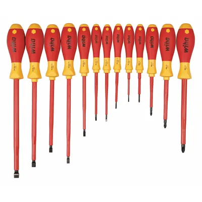 WIHA Insulated Screwdriver Set: 11-20 Pieces, 13 Pieces, Phillips/Slotted Tip - Insulated Screwdriver Sets