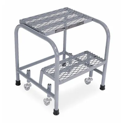 COTTERMAN Step Stool: 1.7 ft Overall Ht, 450 lb Load Cap, 2 Steps, Stainless Steel - Rolling Step Stools
