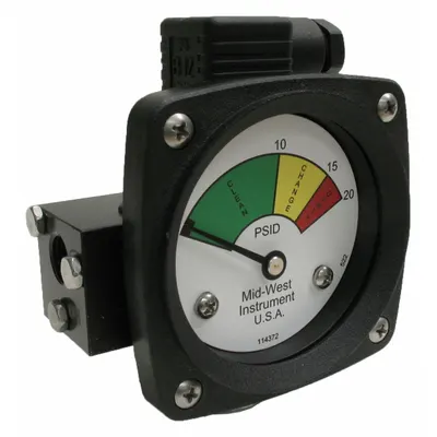 MIDWEST INSTRUMENT 522A-020V-LE Differential Pressure Indicator with Switch - Differential Pressure Indicators with Switch