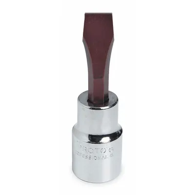 PROTO Socket Bit: 1/2 in Drive Size, Slotted Tip, 7/16 in Tip Size, 3 5/32 in Overall Lg - Slotted Bit Sockets