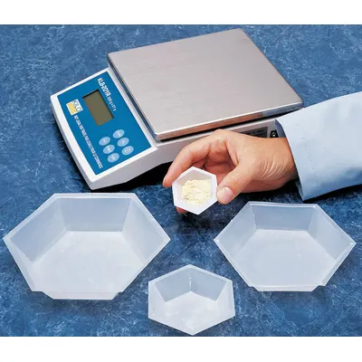 EAGLE THERMOPLASTIC Weighing Dish: Non-Sterile, Polystyrene, 20 mL Capacity, Hexagon - Weighing Boats & Papers