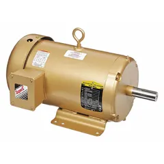 Totally enclosed fan-cooled (TEFC) motor with rigid base mount. Rated 7 1/2 hp, 3,450 RPM at 60 Hz, 208-230/460V AC, full load current 16.8/8.4 A. Suitable for industrial applications such as pumps, fans, conveyors, and compressors.