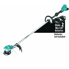 This battery-powered string trimmer features a straight shaft design with a 69-1/4 in shaft length. It is suitable for cutting grass and weeds in residential and commercial landscaping, including trimming along fences, walls, and garden beds.