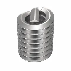 Free-running helical insert with tanged tang for #10-24 UNC threads. Made from 18-8 stainless steel, plain finish. Supplied in a 100-piece pack. Used to repair or reinforce tapped threads in metal components.