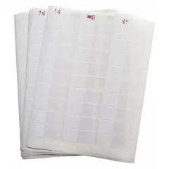 Wraparound label made of white matte vinyl, sized 15/32 in x 15/16 in. Designed for wire gauges from 6 AWG to 0 AWG. Used for permanent identification of wires and cables in electrical panels, machinery, and control systems.