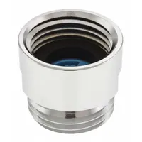 This universal aerator adapter connects to showerheads with a 1/2-inch FNPT connection. It includes a 1.75 gpm blue flow regulator to reduce water consumption while maintaining spray performance. Suitable for use with universal series showerheads in residential and commercial settings