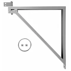This steel mounting bracket is 22 7/8 inches long and 2 1/4 inches wide, finished in gray. It includes a secondary safety support cable for secure attachment. Suitable for supporting fans, heaters, or other equipment in industrial settings.