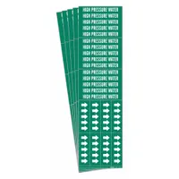 Pipe Marker: High Pressure Water, Green, White, Fits 3/4 in and Smaller Pipe O.D., With Arrows, 5 PK (MPN 7370-3C-PK)