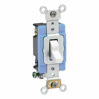 LEVITON Wall Switch: Toggle Switch, Double Pole, Maintained, White, 120/277V AC - Toggle Wall Switches
